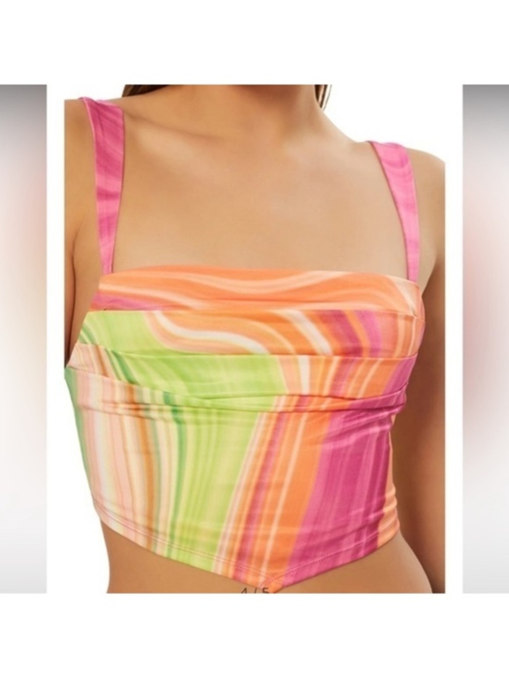 AFRM Pink Orange Green Striped Crop Tank
